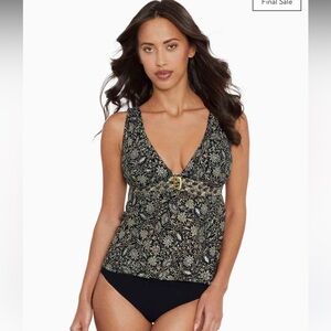 Amoressa Miraclesuit NWT Tankini Top Black Gold Metallic Bathing Suit Top 12